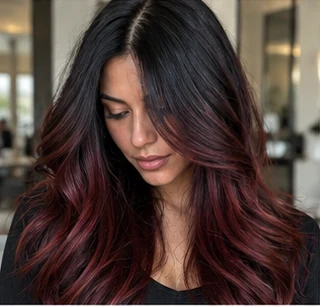Rooted cherry melt on an adult woman — original AI-generated hair color inspiration