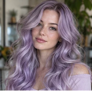Classic lavender waves on an adult woman — original AI-generated hair color inspiration